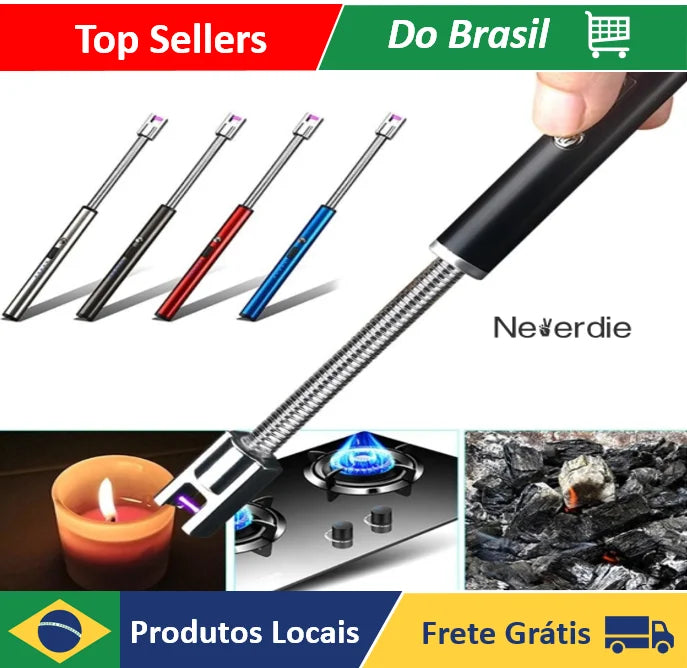 Isqueiro eletrônico recarregável USB para fogão