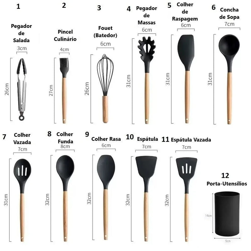 Kit Conjunto Cozinha C/12 Peças Silicone