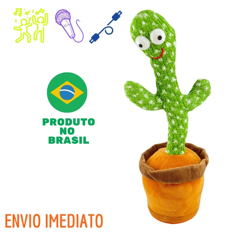 Cacto Dançante e Falante Interativo Recarregavel Reproduz Voz