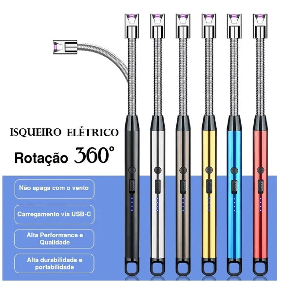 Isqueiro eletrônico recarregável USB para fogão